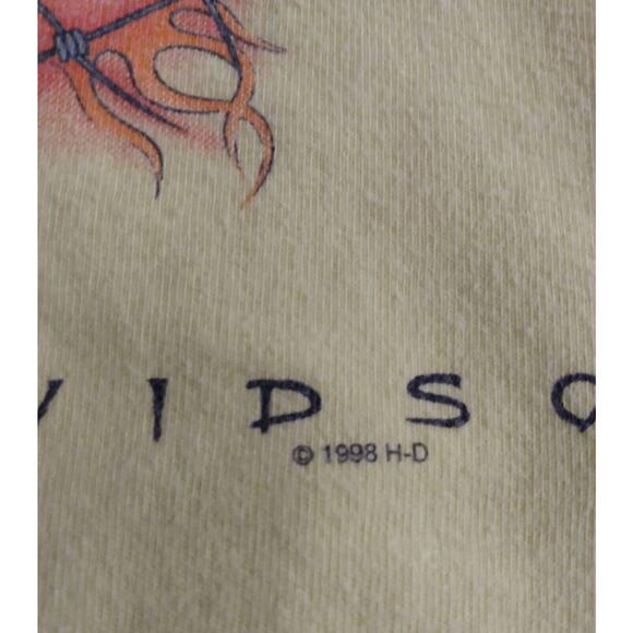 Harley-Davidson Rocky St Thomas Flames Mens T-Shirt Yellow Crew Vintage 1998 XL - Picture 9 of 12